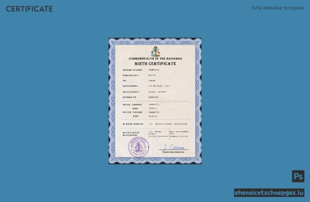Bahamas Geburtsurkunde (PSD-Beispiel)